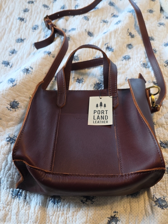 Portland Leather Handbags - Portland Leather Brown Leather Lola Crossbody Tote with Top Handles